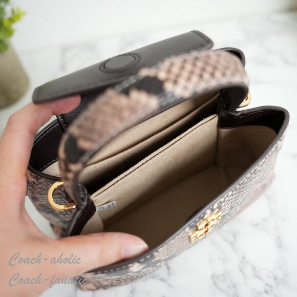 NWT Tory Burch Britten Snake Embossed Mini Satchel Crossbody & Zip Card Case SET - Picture 8 of 14